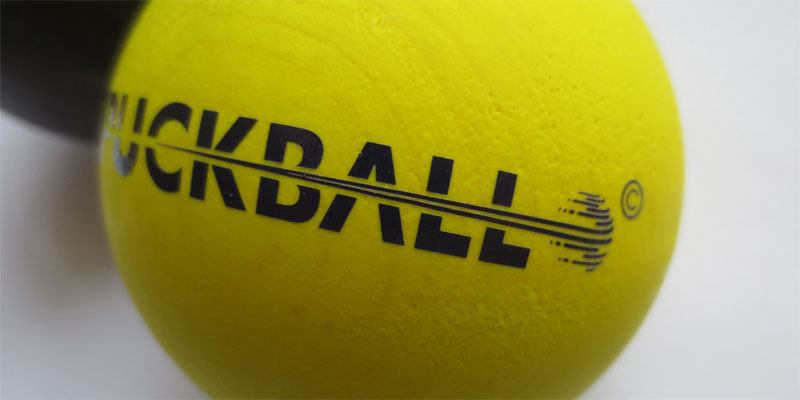 A close up detail of the Puckball logo made into a custom rub on transfer by uploading their vector art.