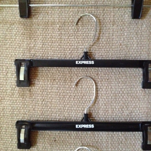Two hangers with custom transfers ordered from Braiform.