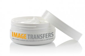 a coldcream jar with a custom dry transfer