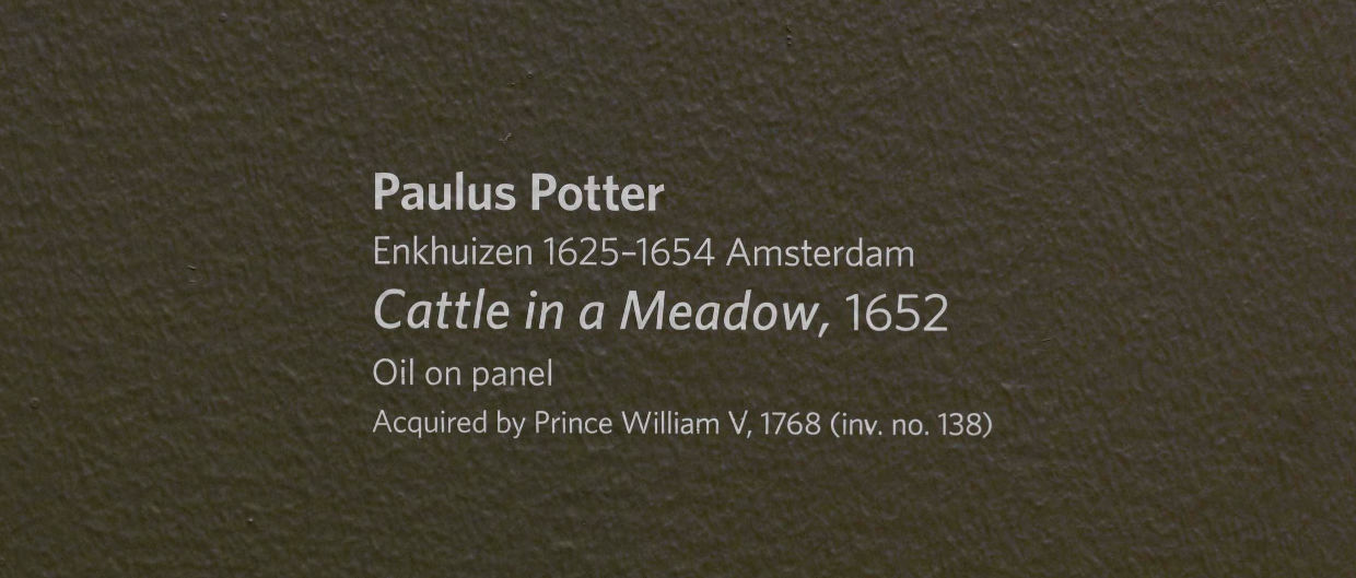 Paulus Potter - Dry transfer on museum wall